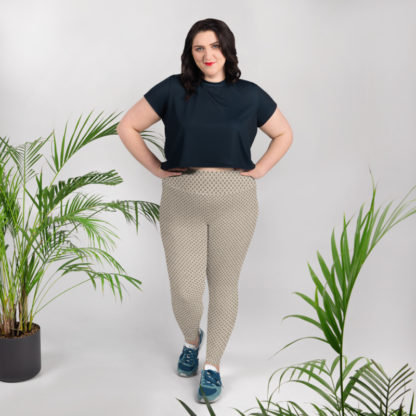KVIRKEL mockabruna leggings med rutigt blommönster