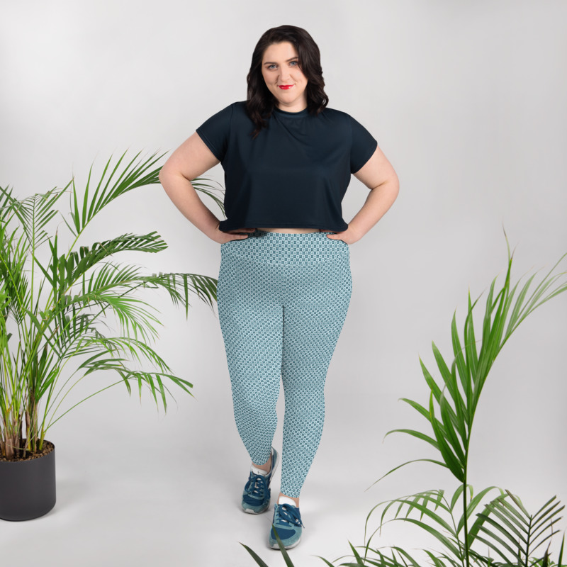 Kvirkel turkos KVIRKEL turkos leggings med rutigt blommönster