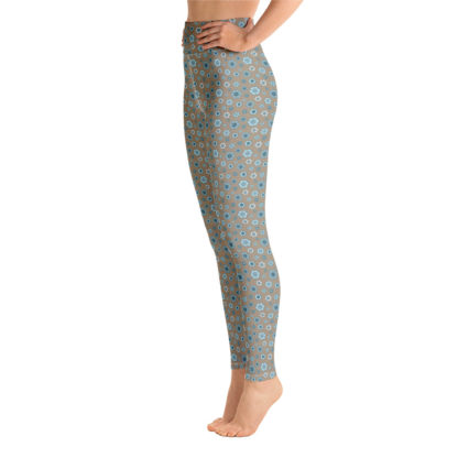 SIPPA Långa mockabruna leggings med turkos blommor