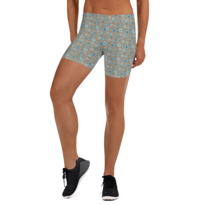 SIPPA Korta mockabruna leggings med turkos blommor