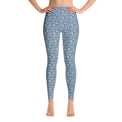 SIPPA Långa turkos leggings med lila blommor