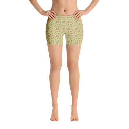 SIPPA Korta lindblomsgröna leggings med dimrosa blommor