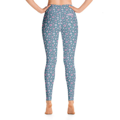 SIPPA Långa turkos leggings med lila blommor