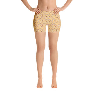 SIPPA Korta gula leggings med vinröda blommor