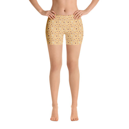 SIPPA Korta gula leggings med vinröda blommor
