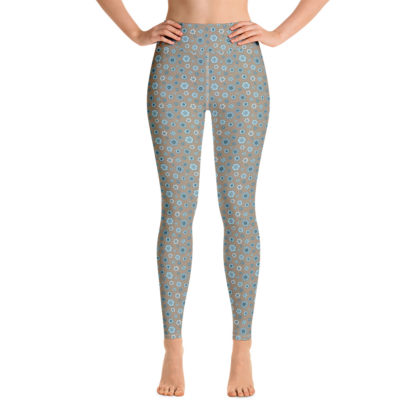 SIPPA Långa mockabruna leggings med turkos blommor