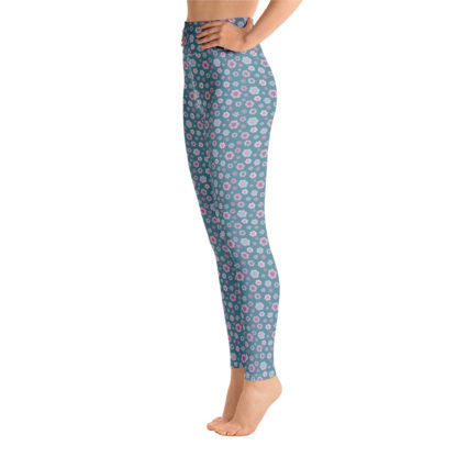 SIPPA Långa turkos leggings med lila blommor
