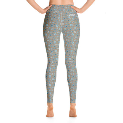 SIPPA Långa mockabruna leggings med turkos blommor