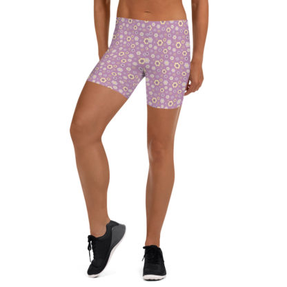SIPPA Korta lila leggings med gula blommor