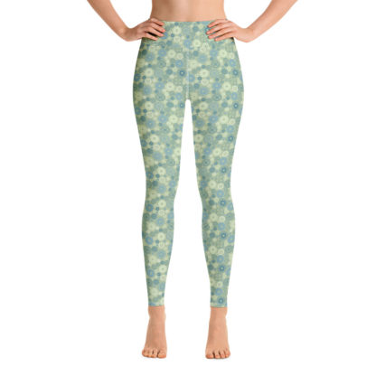KUGGHJUL gröna långa leggings med turkosa kugghjul