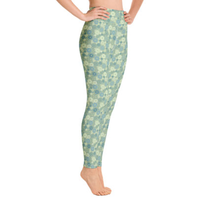 KUGGHJUL gröna långa leggings med turkosa kugghjul