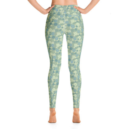KUGGHJUL gröna långa leggings med turkosa kugghjul