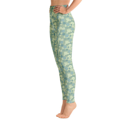 KUGGHJUL gröna långa leggings med turkosa kugghjul