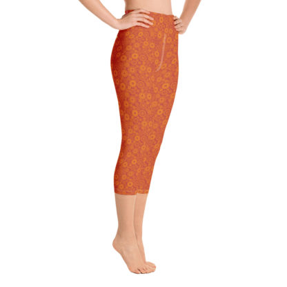 KUGGHJUL röda caprileggings med orange kugghjul