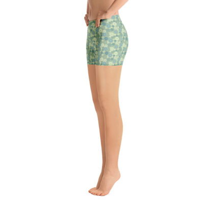 KUGGHJUL gröna korta leggings med turkosa kugghjul