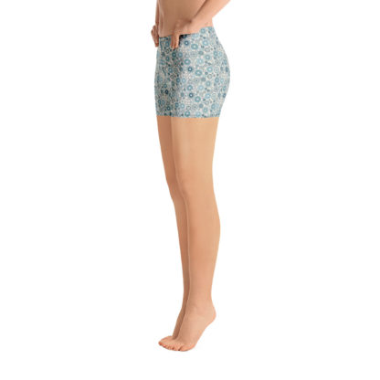 KUGGHJUL beige korta leggings med turkosa kugghjul