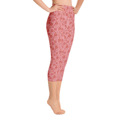 KUGGHJUL Rosa caprileggings med röda kugghjul