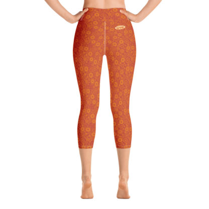 KUGGHJUL röda caprileggings med orange kugghjul