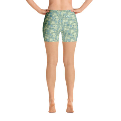 KUGGHJUL gröna korta leggings med turkosa kugghjul