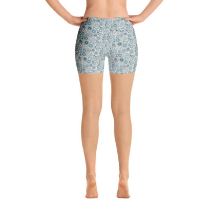 KUGGHJUL beige korta leggings med turkosa kugghjul