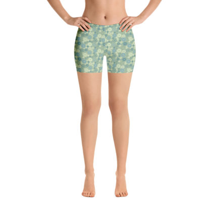 KUGGHJUL gröna korta leggings med turkosa kugghjul