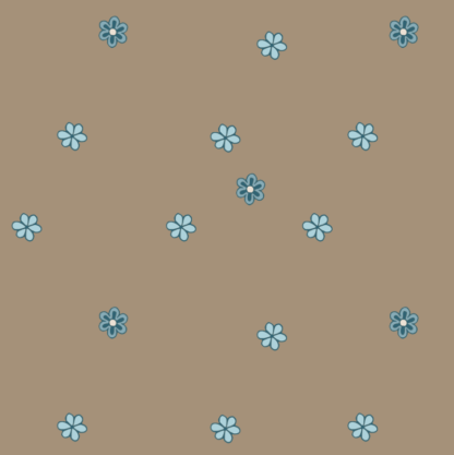 LILLSIPPA mockabrunt mönster med turkos blommor