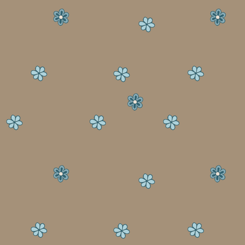 LILLSIPPA mockabrunt mönster med turkos blommor