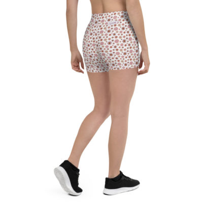 SIPPA korta leggings med lila och rosa blommor på vit bakgrund